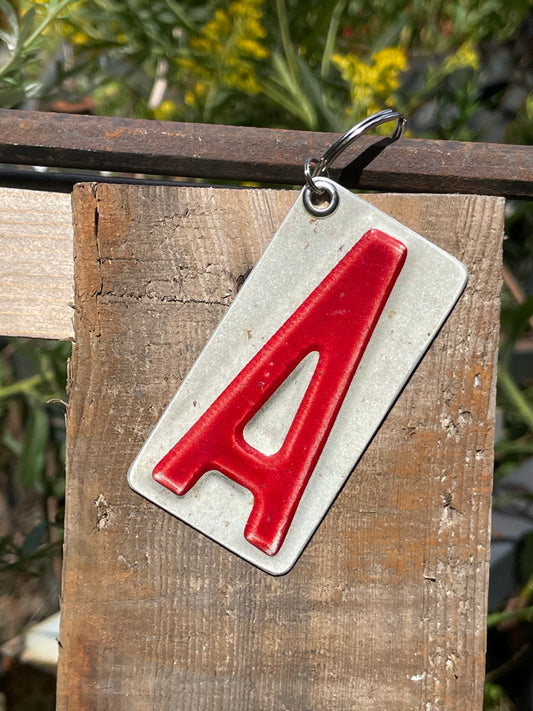 Vintage License Plate Keychain - Letter A