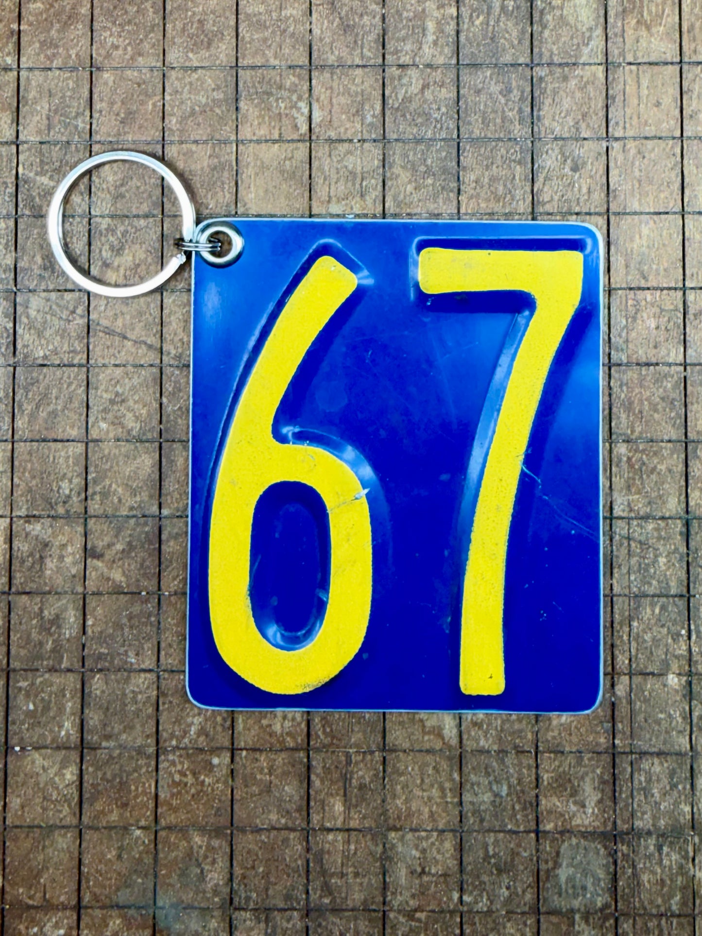 Vintage License Plate Keychain - Number 67