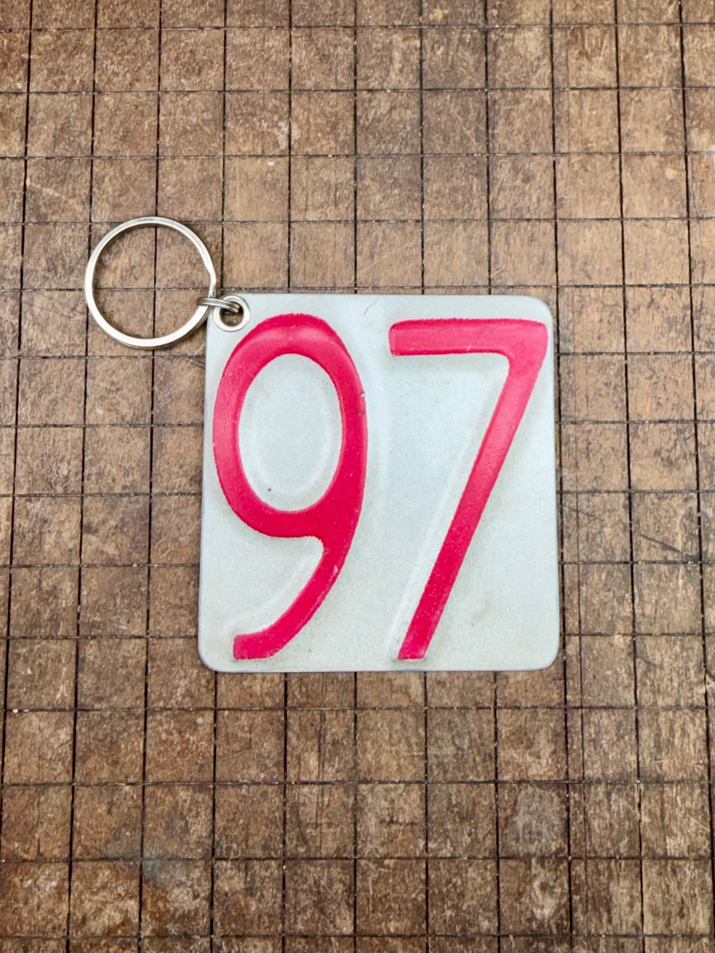 Vintage License Plate Keychain - Number 97