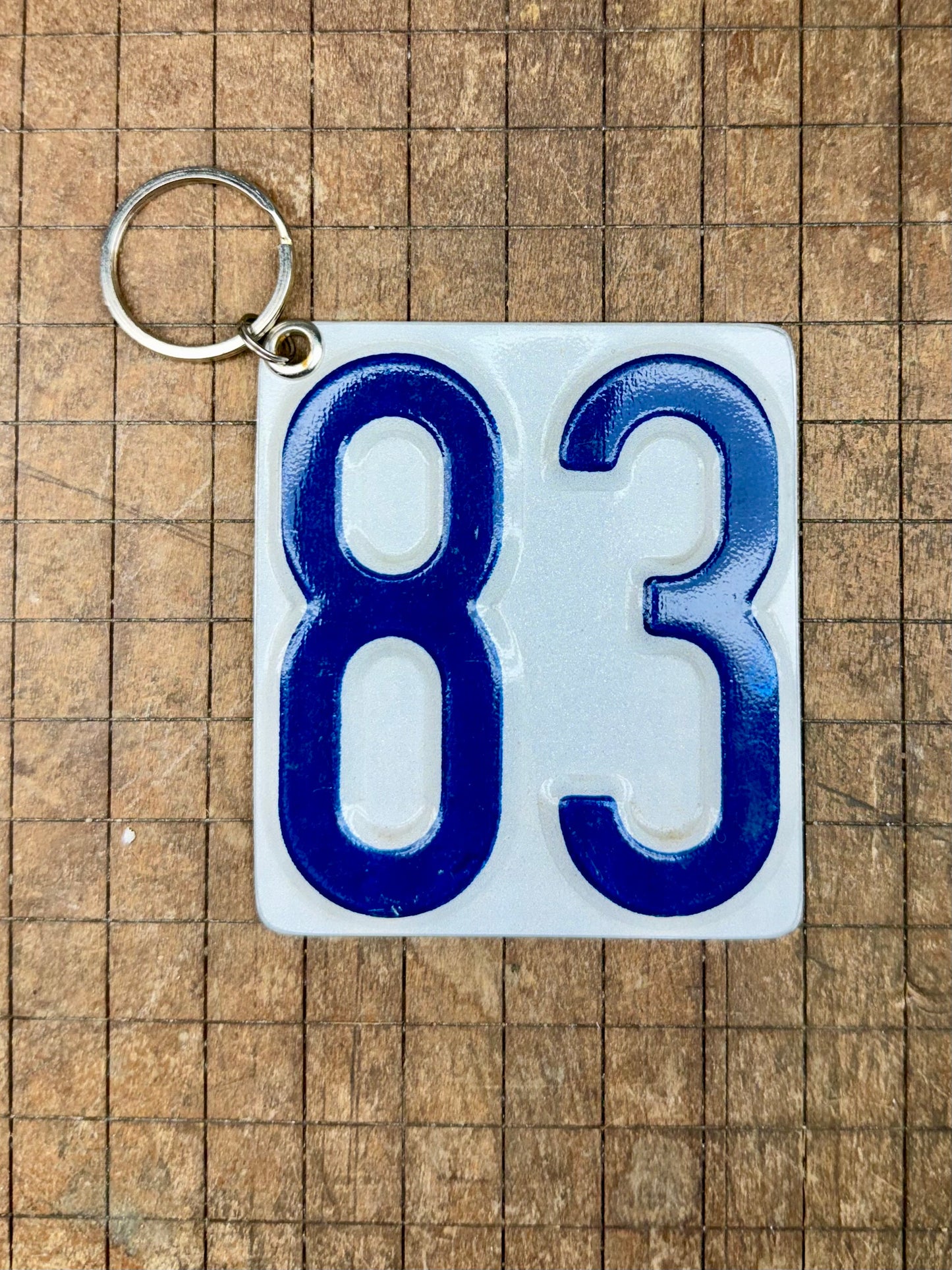 Vintage License Plate Keychain - Number 83
