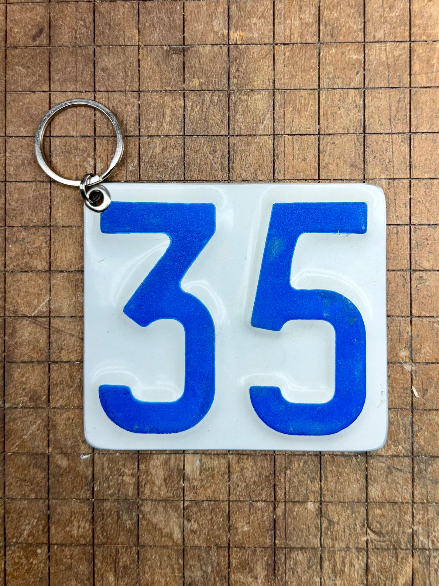 Vintage License Plate Keychain - Number 35
