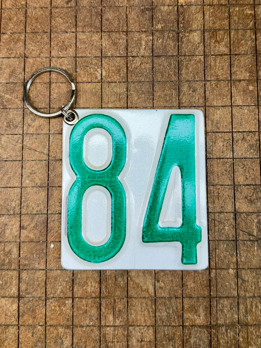 Vintage License Plate Keychain - Number 84