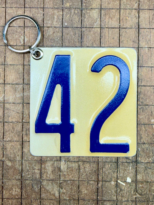 Vintage License Plate Keychain - Number 42