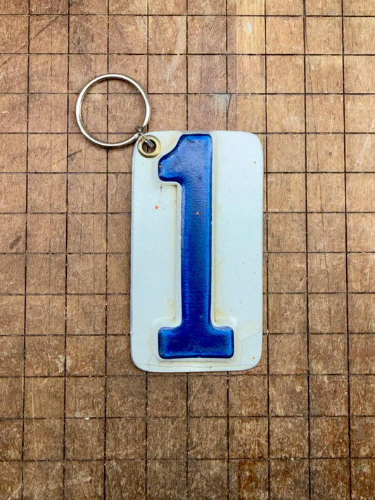 Vintage License Plate Keychain - Number 1