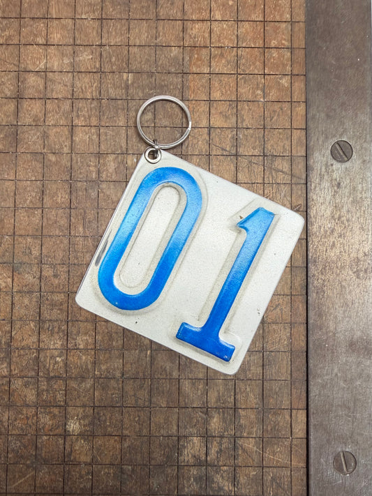 Vintage License Plate Keychain - Number 01