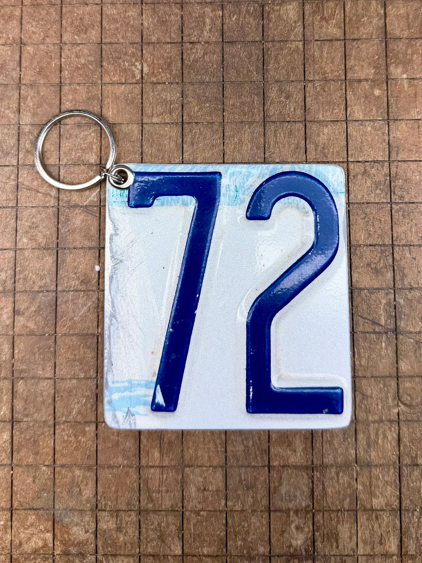 Vintage License Plate Keychain - Number 72