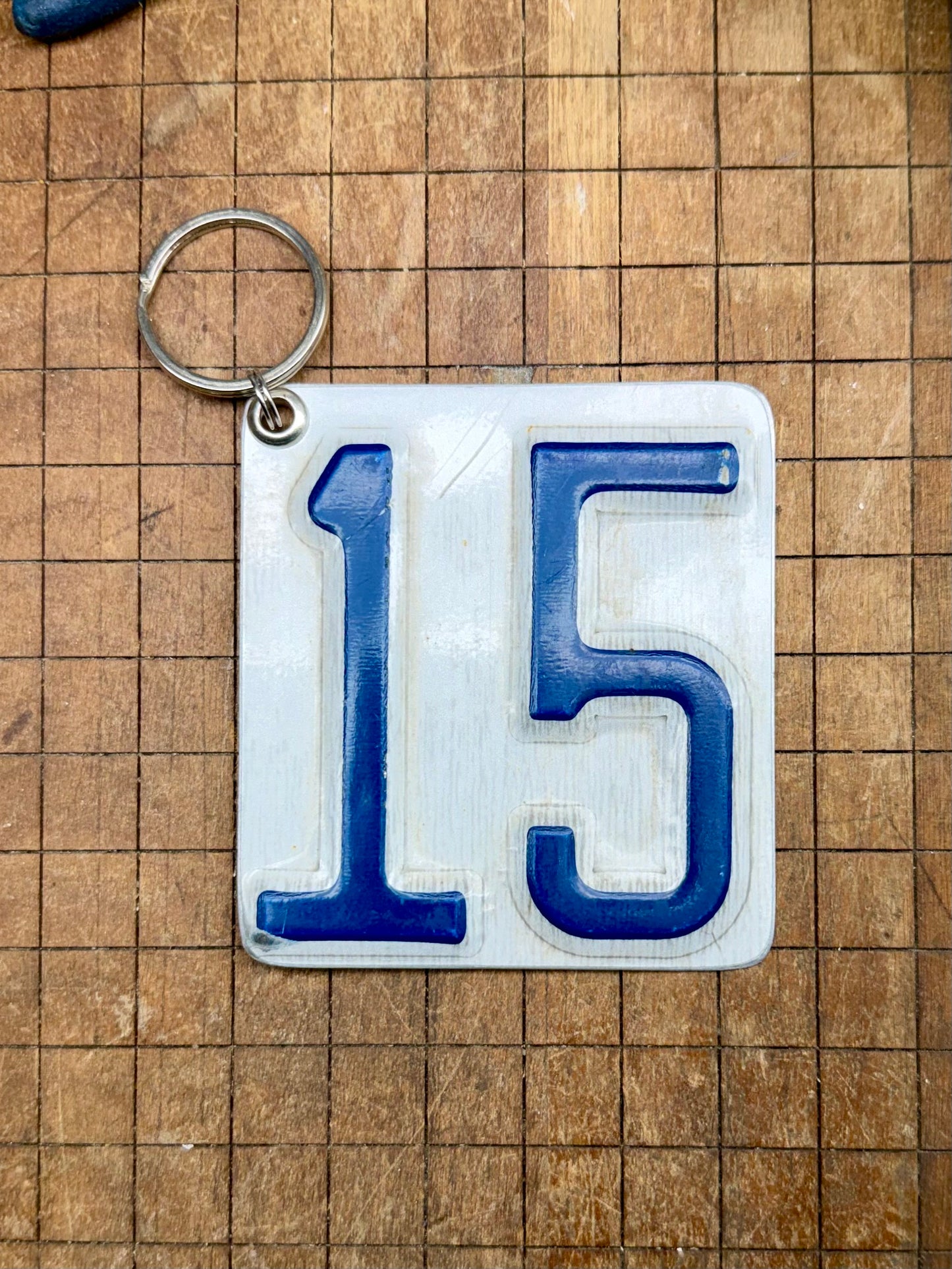 Vintage License Plate Keychain - Number 15