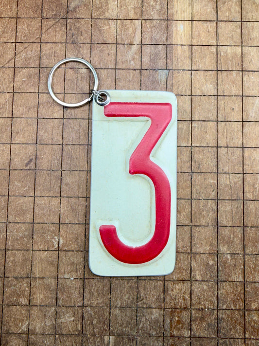Vintage License Plate Keychain - Number 3