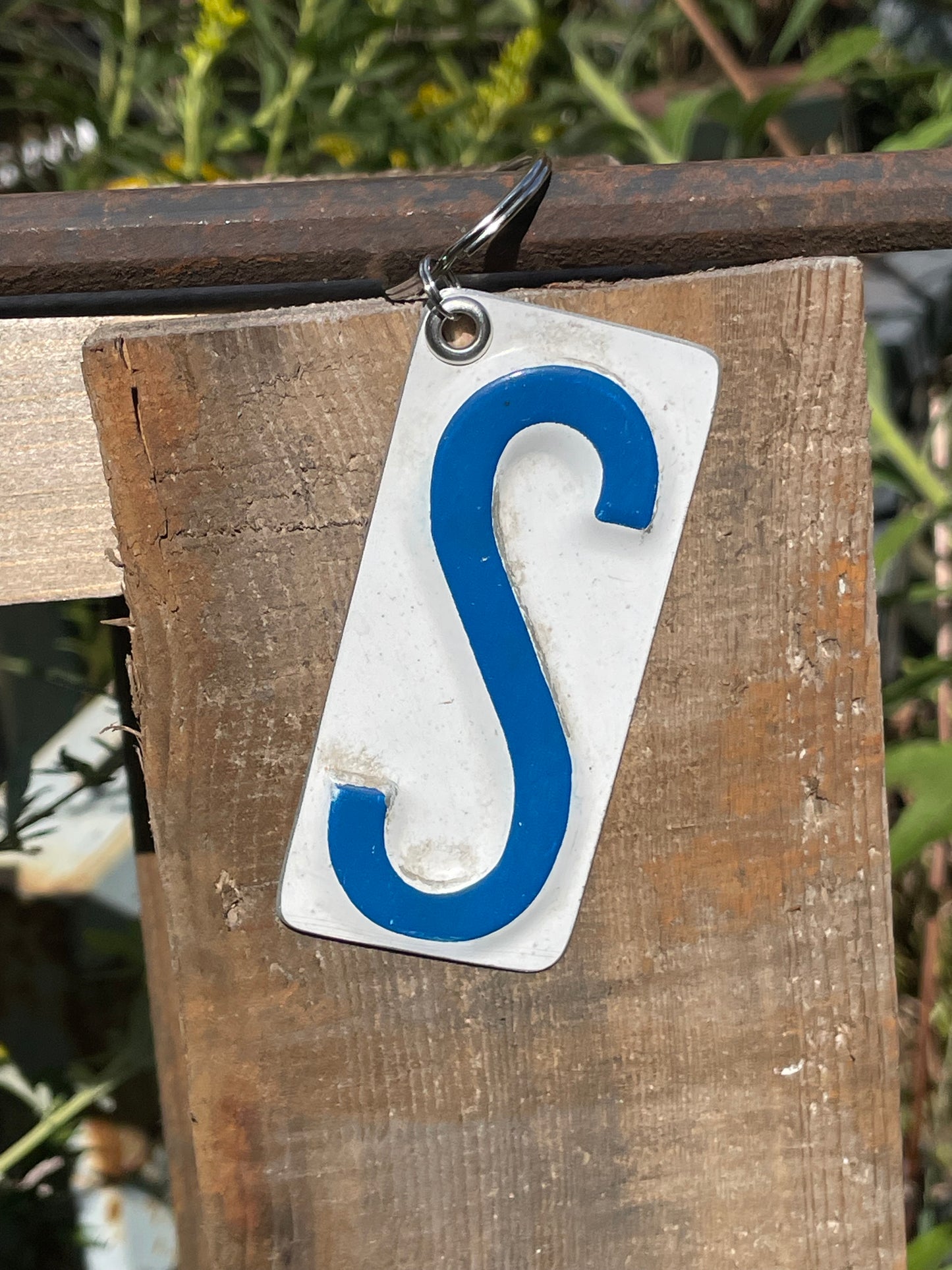 Vintage License Plate Keychain - Letter S