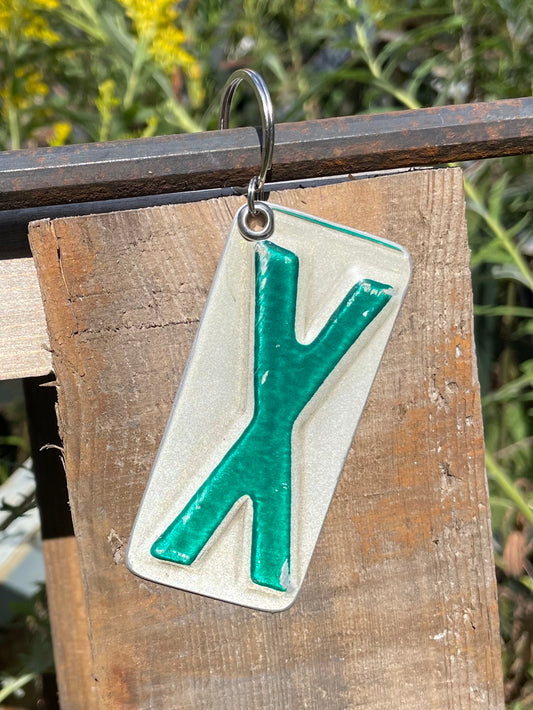 Vintage License Plate Keychain - Letter X