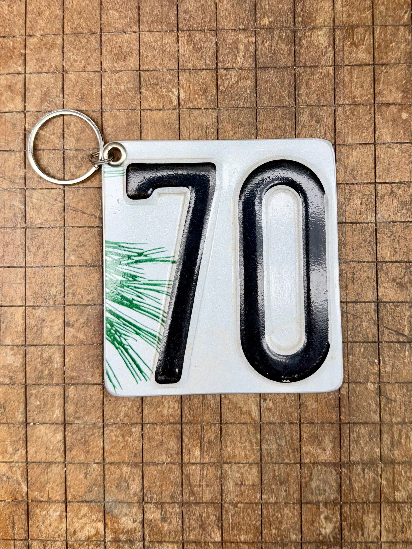 Vintage License Plate Keychain - Number 70