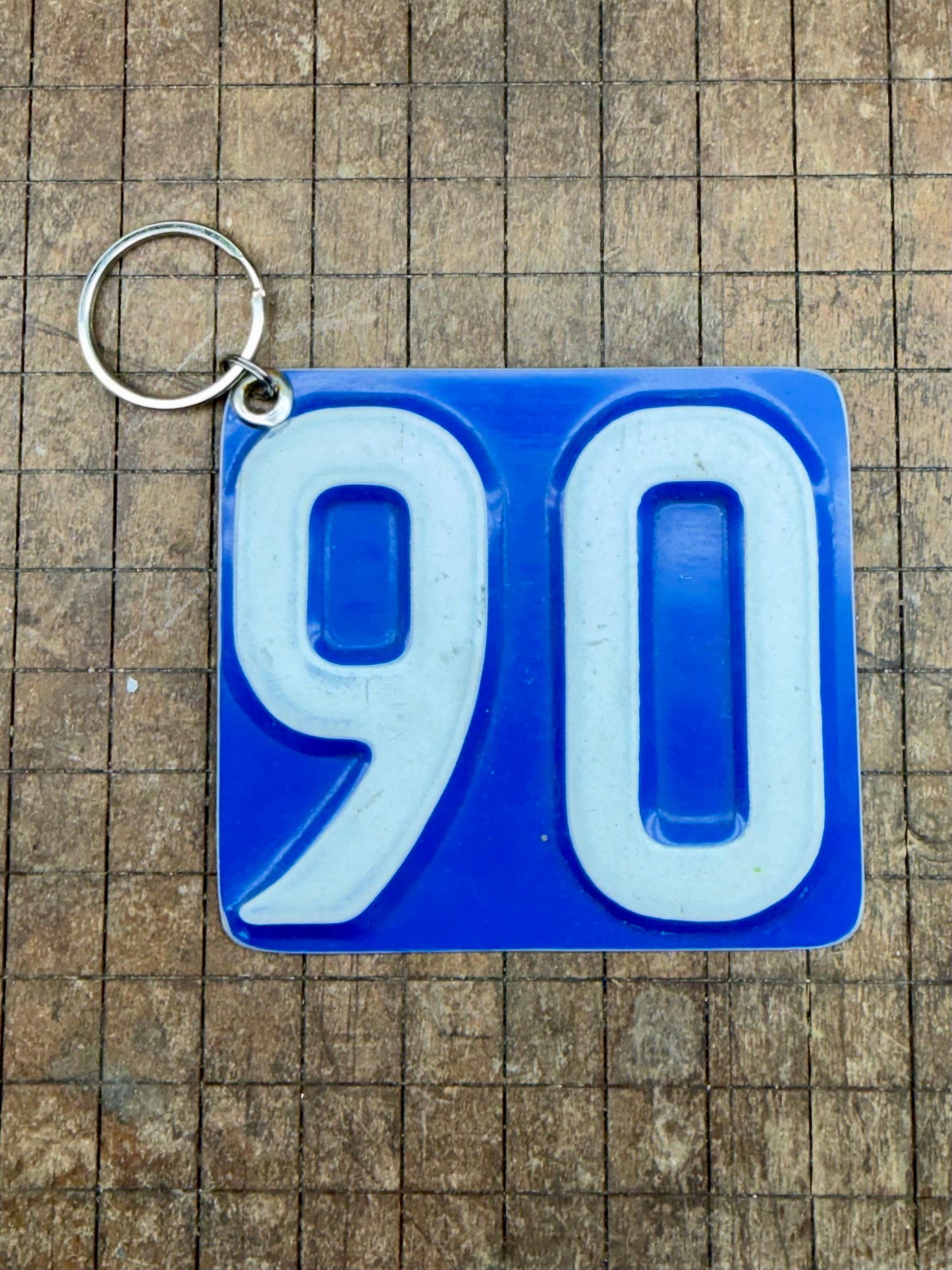 Vintage License Plate Keychain - Number 90