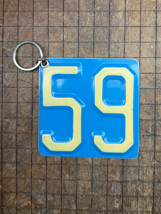 Vintage License Plate Keychain - Number 59