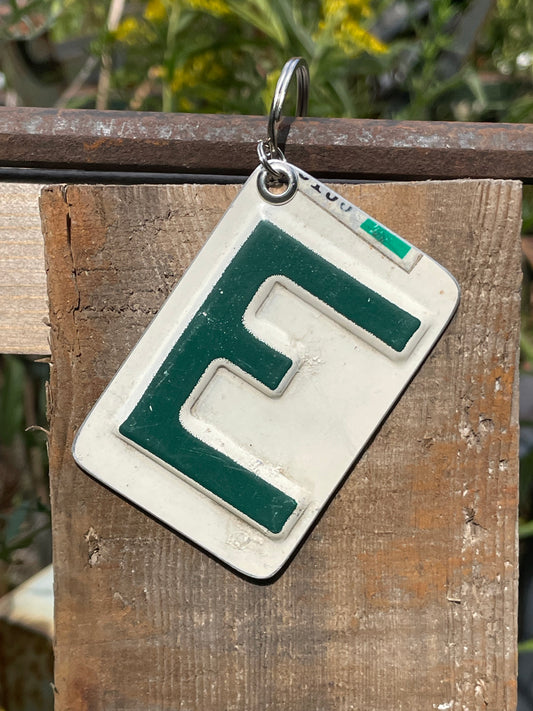Vintage License Plate Keychain - Letter E
