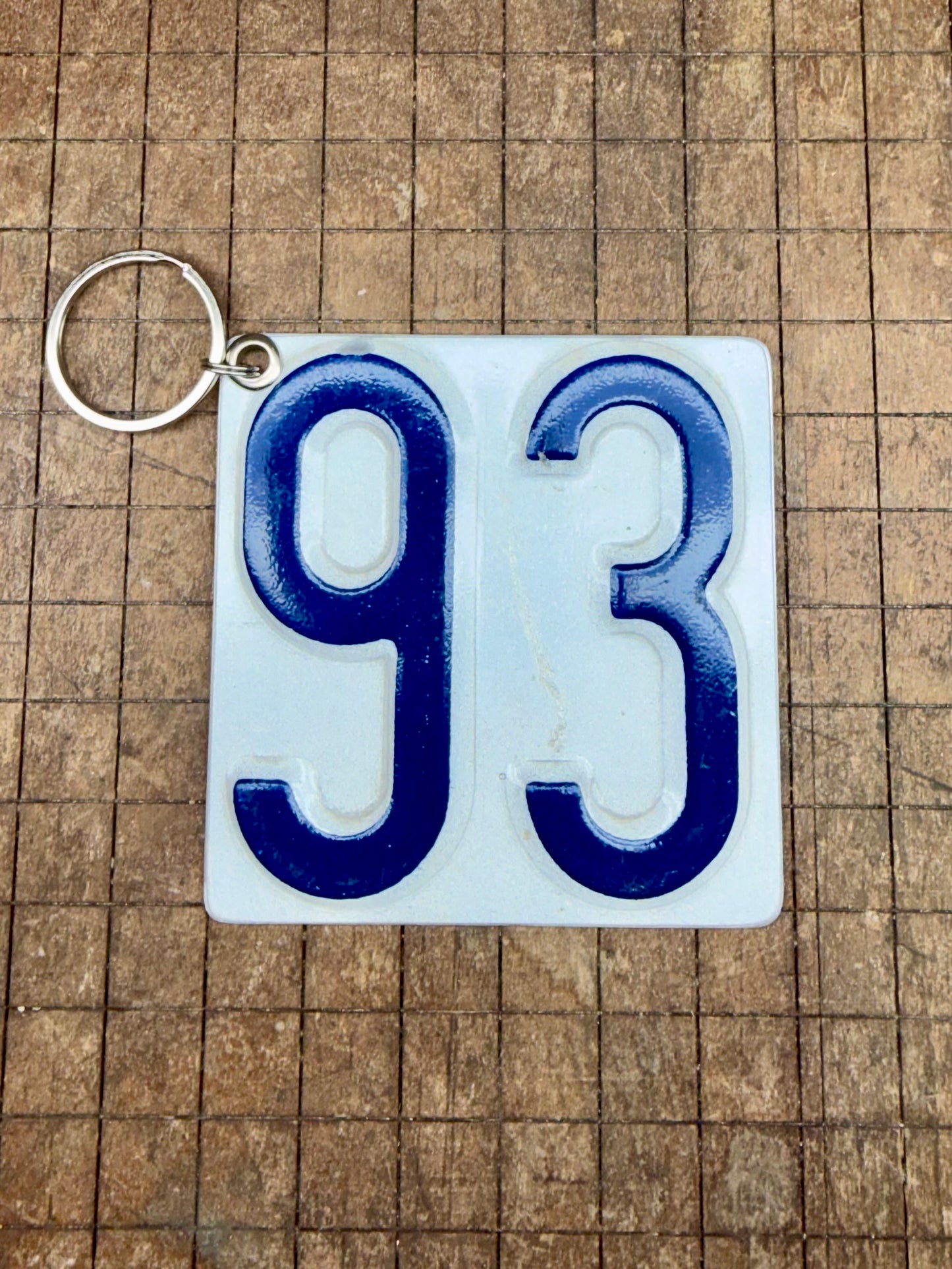 Vintage License Plate Keychain - Number 93