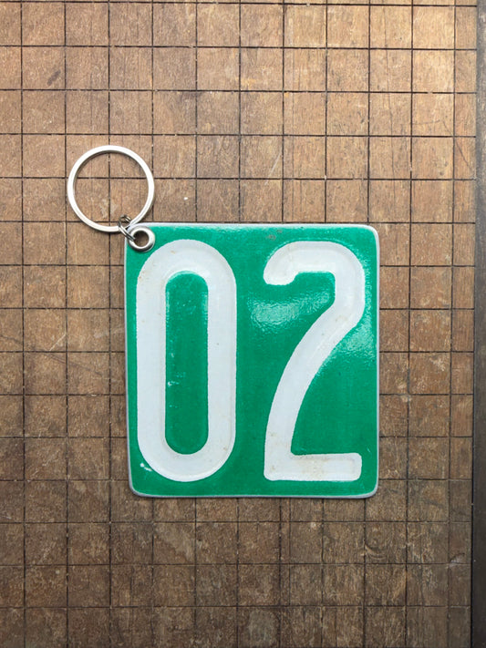 Vintage License Plate Keychain - Number 02