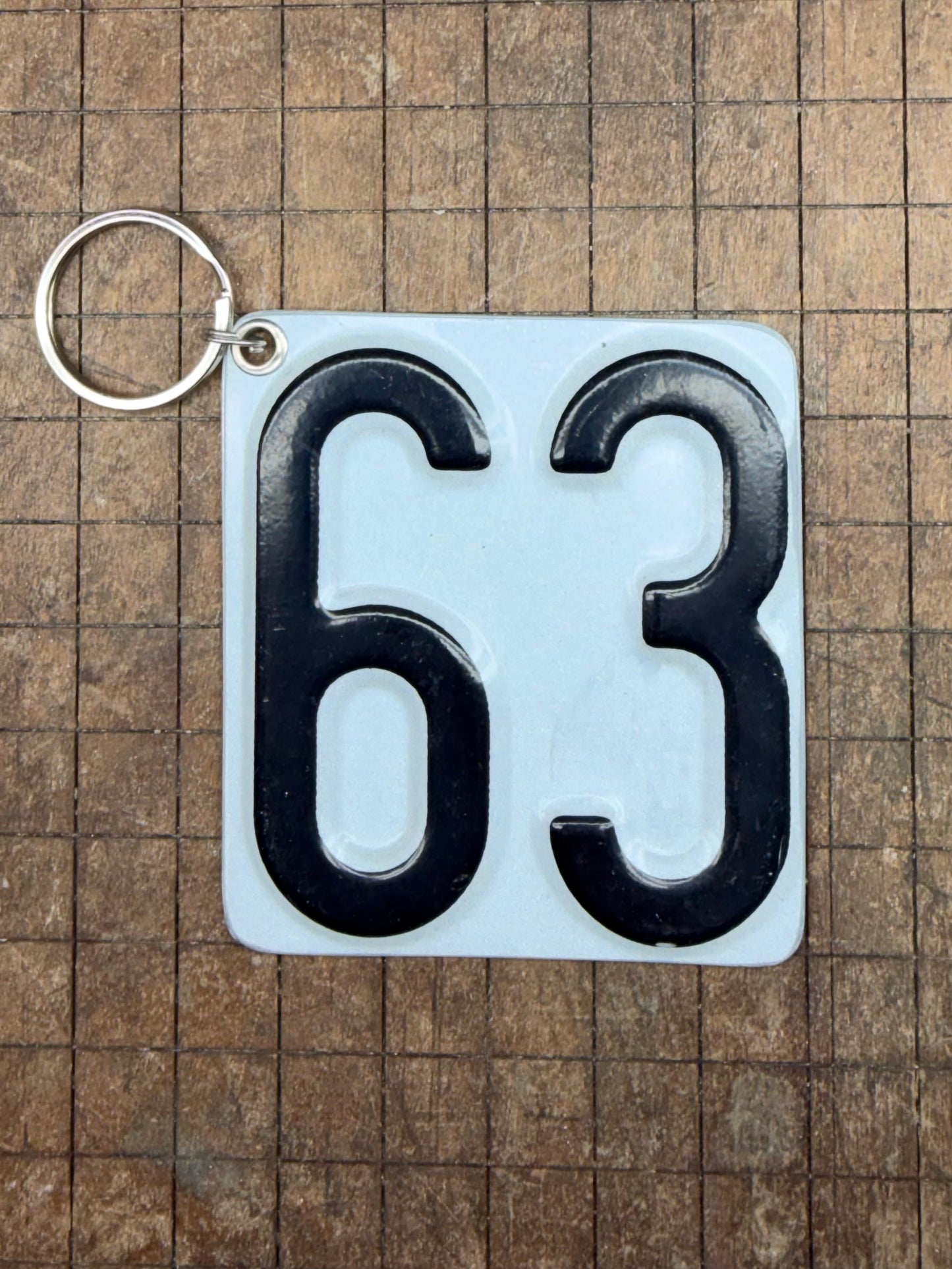 Vintage License Plate Keychain - Number 63