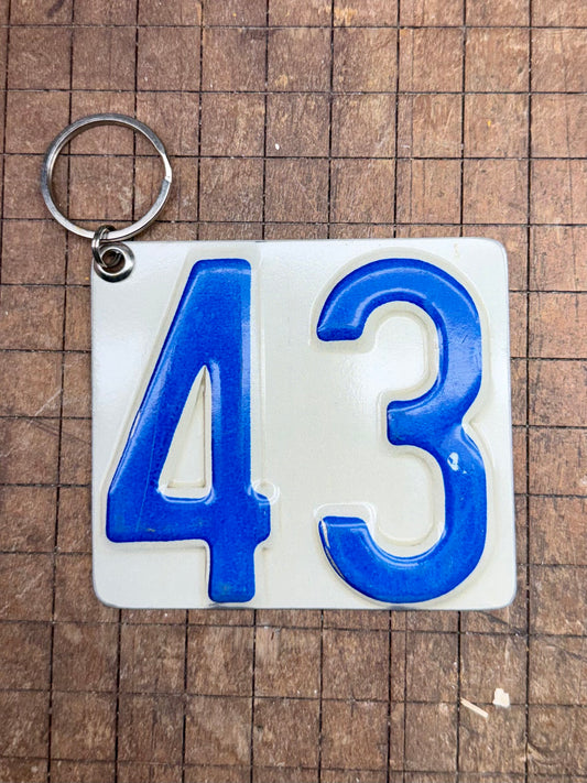 Vintage License Plate Keychain - Number 43