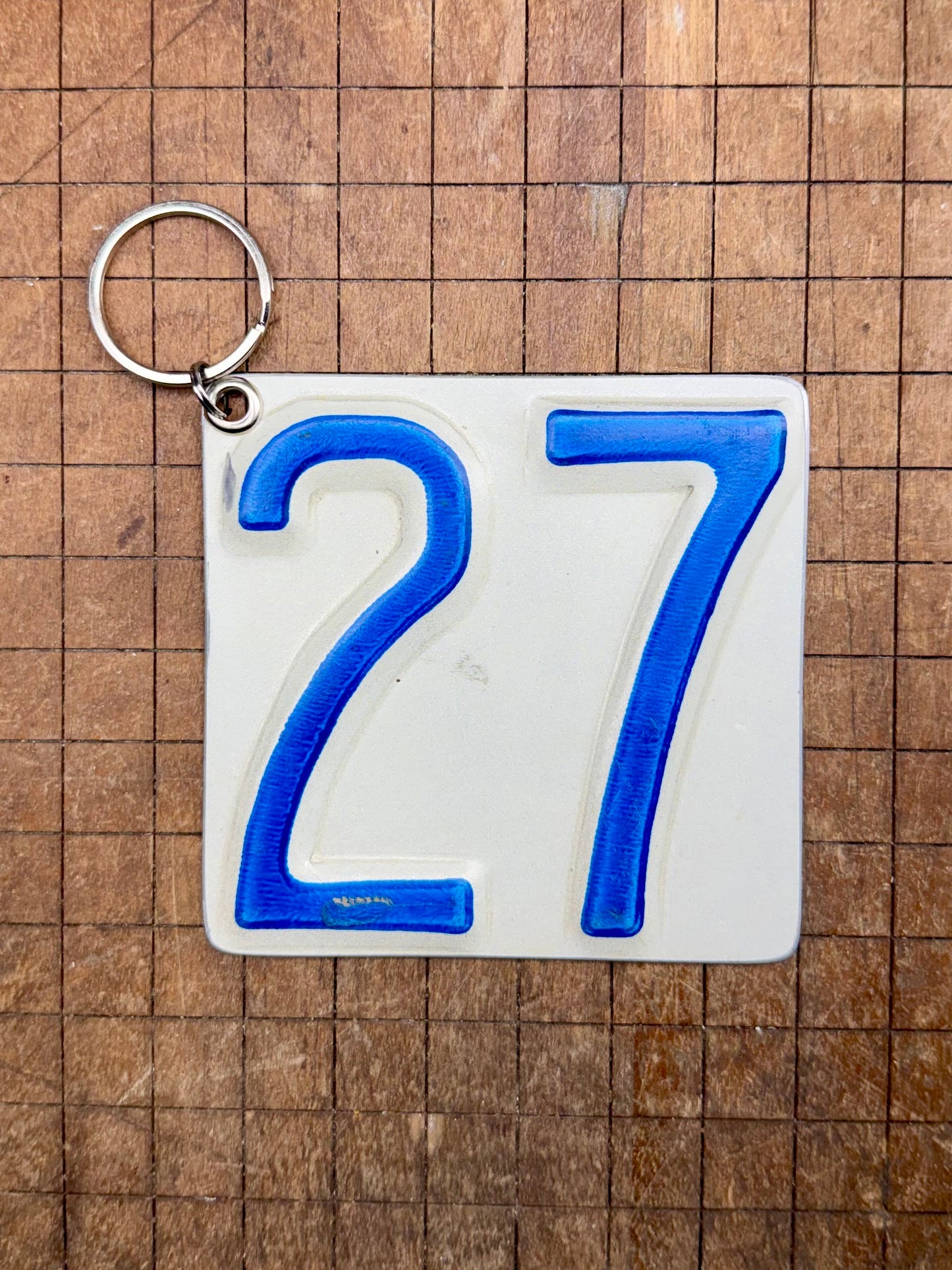 Vintage License Plate Keychain - Number 27