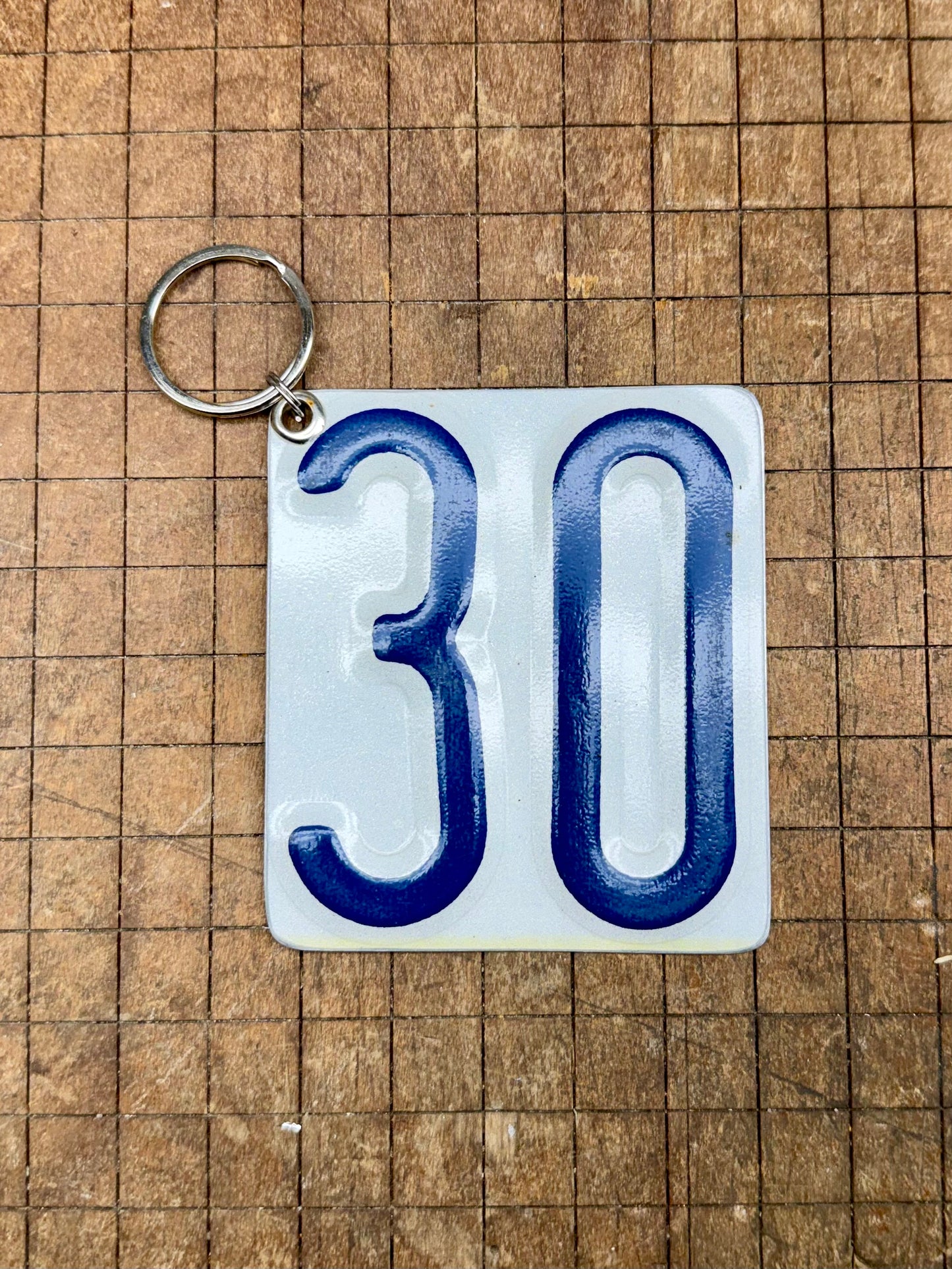 Vintage License Plate Keychain - Number 30