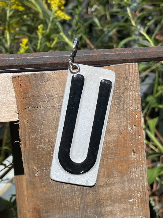 Vintage License Plate Keychain - Letter U