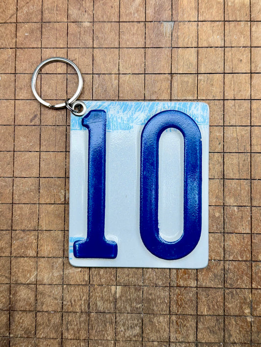Vintage License Plate Keychain - Number 10